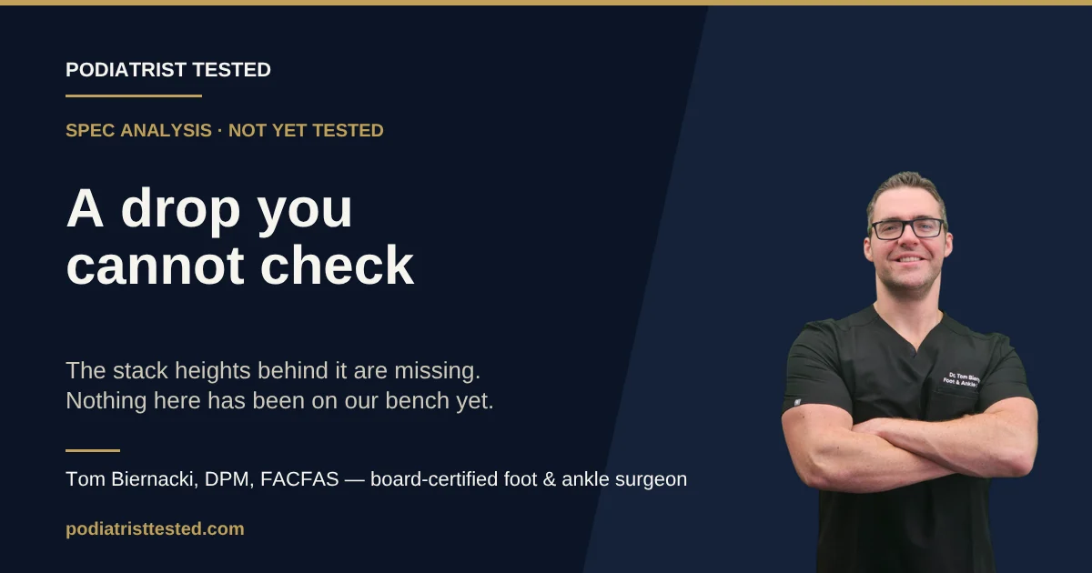 Podiatrist Tested spec analysis card reading A drop you cannot check, with Dr. Tom Biernacki, DPM, FACFAS
