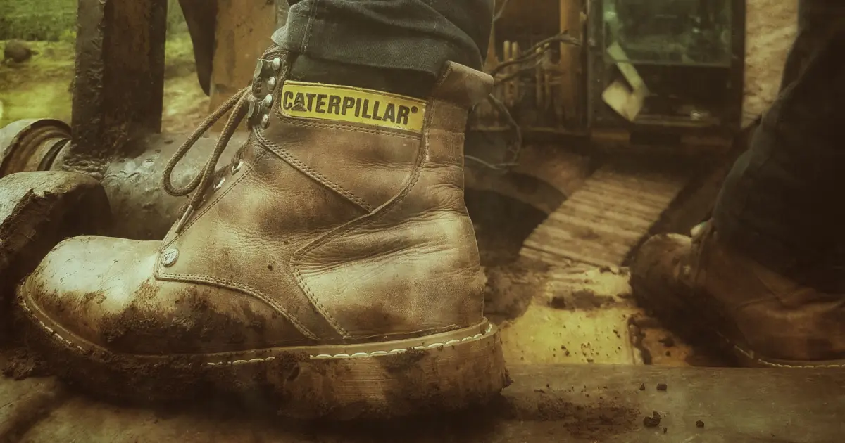 A work boot on a concrete construction site — best shoes for walking on concrete, Podiatrist Tested